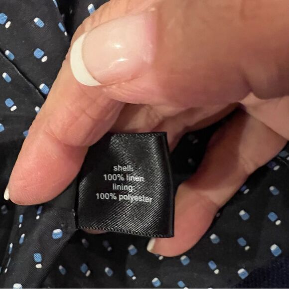 The Limited Collarless Blazer Navy Blue Linen Open Closure with 2 pockets size S - Picture 6 of 7